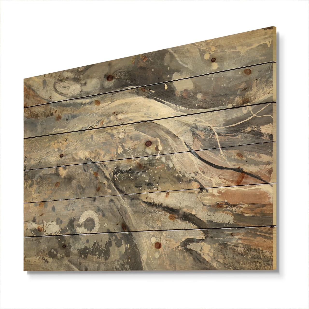 Designart - Fire and Ice Minerals I - Farmhouse Print on Natural Pine Wood